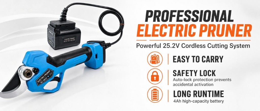 مقص تقليم كهربائي احترافي SC-8612 بالجملة — نظام قص لاسلكي 25.2V مع بطارية الحزام
