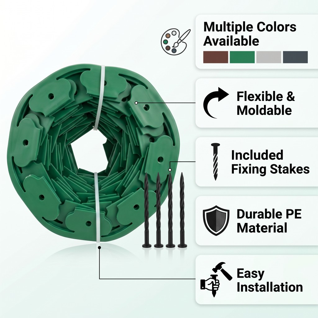 No-dig edging kit features infographic