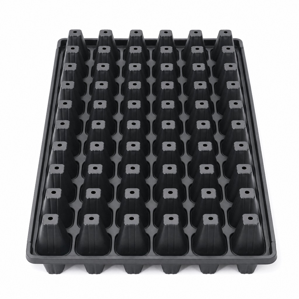72-cell black plastic seed starter tray main view