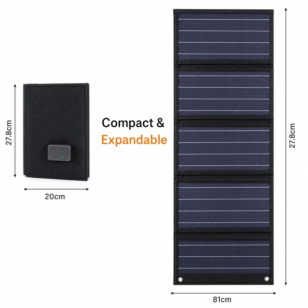Panneau pliable 40 W taille plié vs déployé